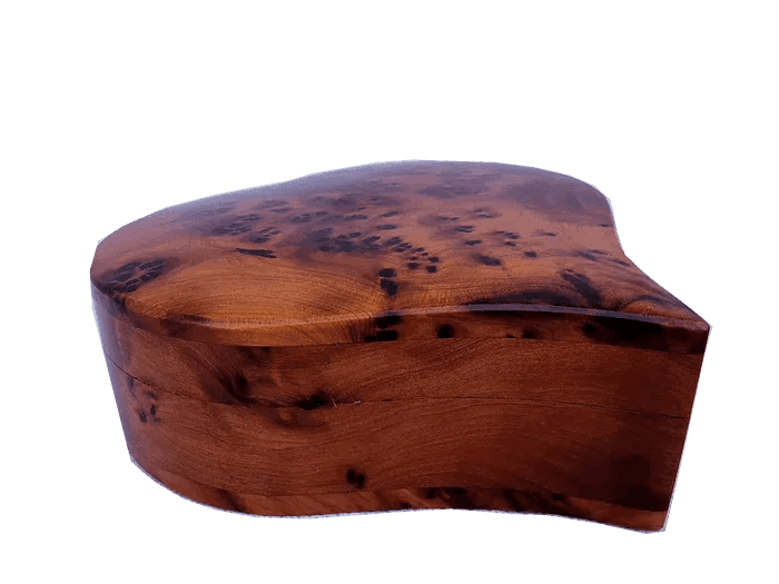 T129- Heart Shape Box, Beautiful Jewelry Cufflinks Box Thuya Burl5.9x5.1x1.9"