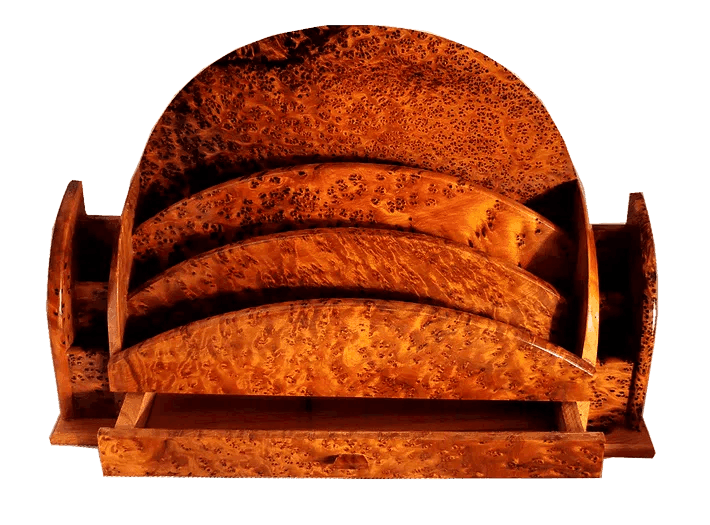 T26- Thuya Burl Letter Rack.11.8x7x3.5 inch