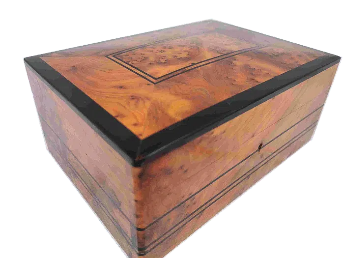 T126- Handmade Jewellery Box. Cuff Links.Thuya Burl and Ebony8.6x6.2x3.5"