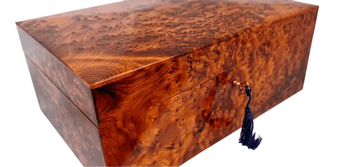 T97-Stylish Jewelry, Cufflinks Box.Made of Thuya Burl 8x5,3x4" cm Christmas gift