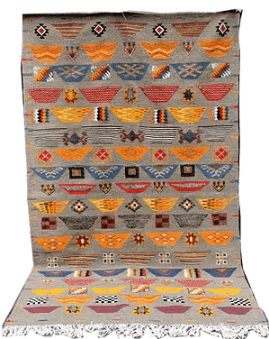 3- 2TL8.7x 5.11ft-Hand woven Moroccan Rug Camel Hair .Hand ebmroiderd 267x156 cm