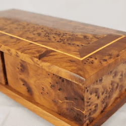T1- Cukklinks Magical Box- 2 Draws Thuya Burl Box 18x8 cm