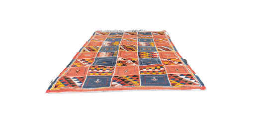 28-TSM210110/ Colourful Tribal Handmade Moroccan Rug. 6.5x3.6 ft Medium Berber Carpet/ 200x110 cm
