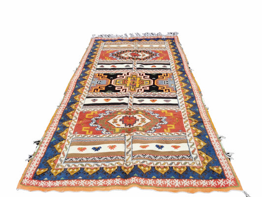 82-TML250150-Traditional Handmade Moroccan Berber Rug made of Camel Hair 8.2x4.8 ft Genuine Berber Carpet 250x148 cm