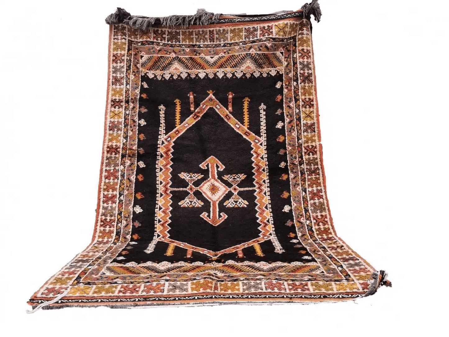 61-TML252150 Genuine Traditional Handmade Moroccan Rug. Berber Carpet. Natural Wool And Camel Hair 8.3x5ft