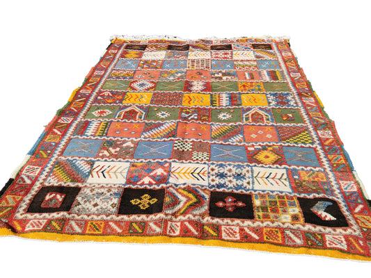 69-TML210108 Handmade Moroccan Berber Rug Camel Wool. 6.8x3.5 ft