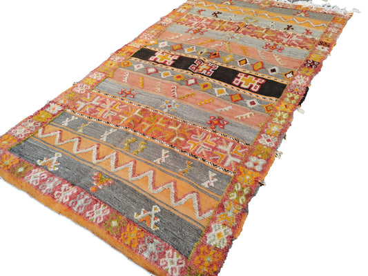 93-TML260140- Handmade Moroccan Berber Rug. Camel Wool Carpet-8.5x4.5