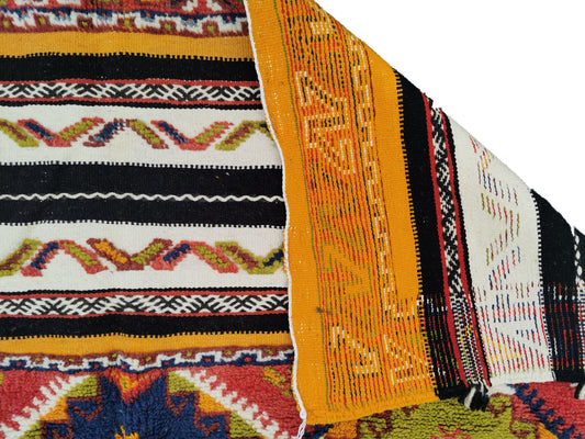 R186- Handmade Large Colourful Moroccan Berber Rug. Camel Wool Carpet-8.8x5.2 ft 270x160cm