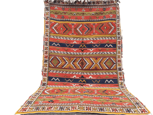 110-TML260150- Handmade Large Colourful Moroccan Berber Rug. 8.6x4.9 Ft Camel Wool Carpet