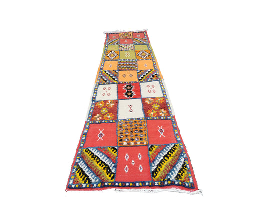 R-209/ Handmade Moroccan Berber Runner Camel Wool 8.5×1.9 Ft. Hand Woven 260×60 cm