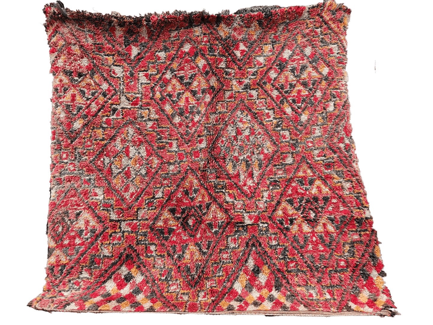 R249- Handmade Large Colourful Moroccan Berber Rug. 100% Wool Carpet-200x197cm
