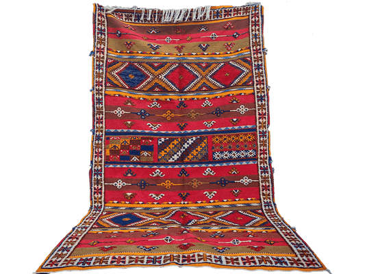 R312- Handmade Large Colourful Moroccan Berber Rug. Camel Wool Carpet-8.5×5 ft 260x155cm