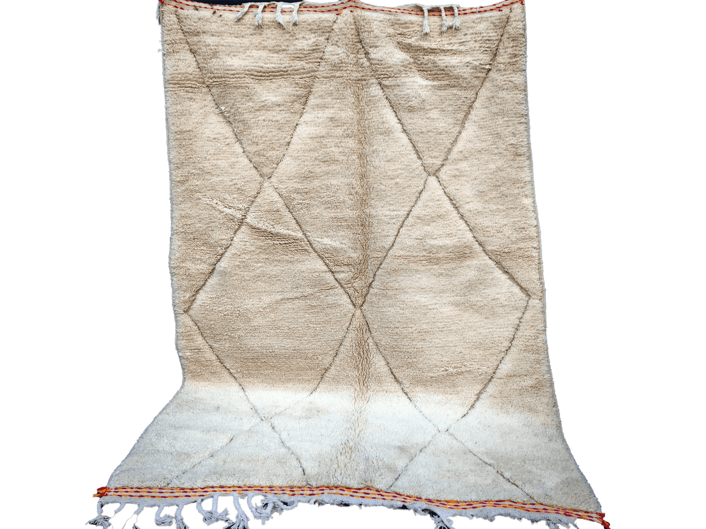 85- BML240120 Authentic Cream Beni Ouarain Moroccan Rug 100%wool Berber Carpet 8x4 ft
