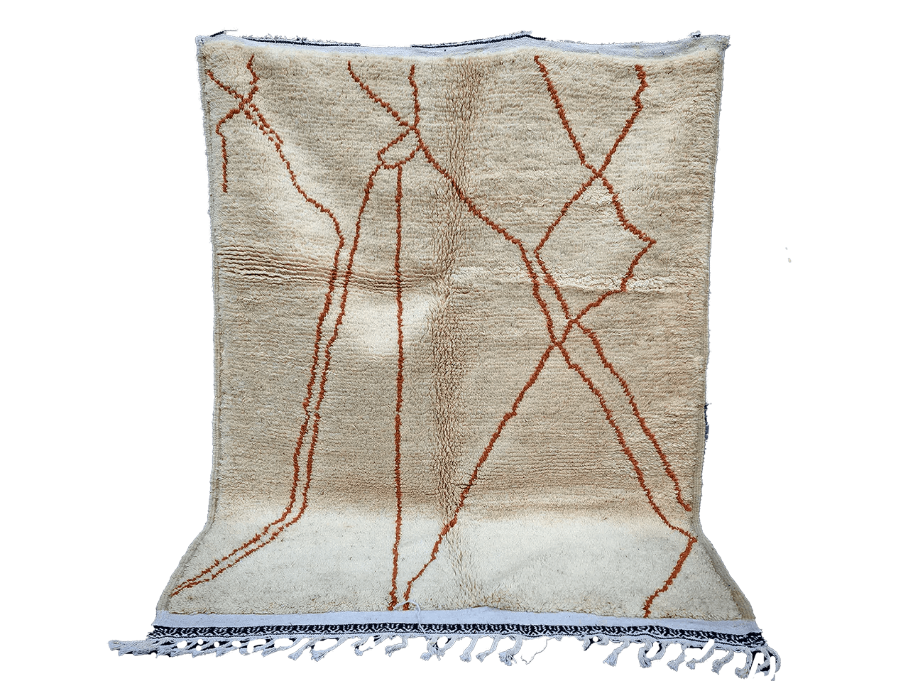 31-BML235176 - Handmade Moroccan Beni Ouarain Wool Rug. 7.7x5.7 ft Berber Beni Ouarain Rug 100%- 235x176 cm