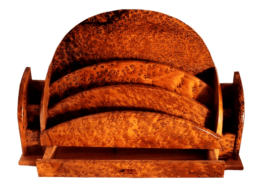T26- Thuya Burl Letter Rack.11.8x7x3.5 inch