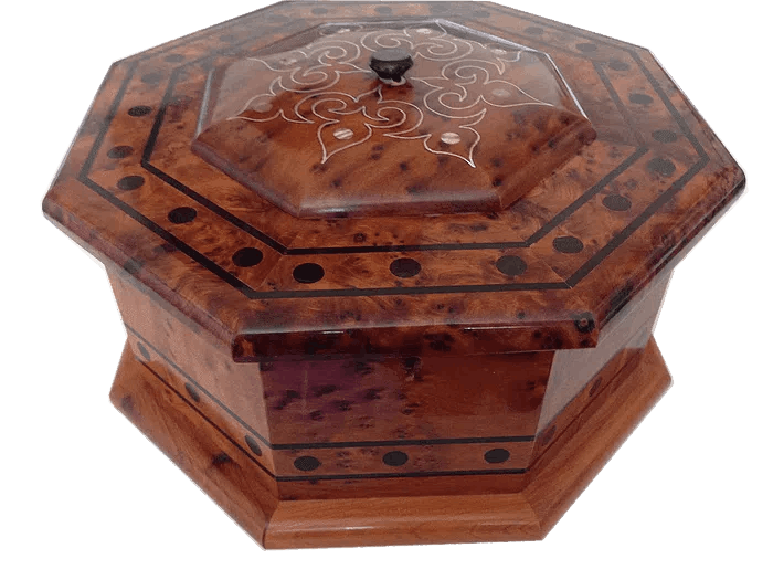 T23. Stylish silver inlaid Jewellery Box(Silver and Mother of pearl.22x22x12 cm