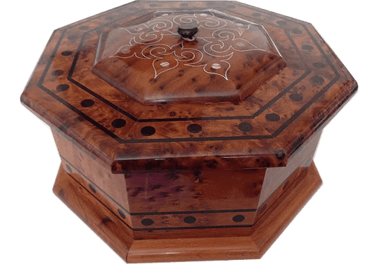 T23. Stylish silver inlaid Jewellery Box(Silver and Mother of pearl.22x22x12 cm
