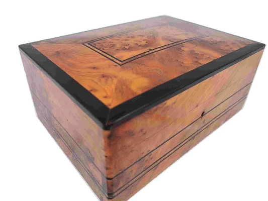 T126- Handmade Jewellery Box. Cuff Links.Thuya Burl and Ebony8.6x6.2x3.5"