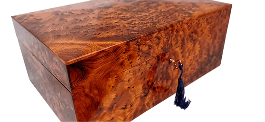 T97-Stylish Jewelry, Cufflinks Box.Made of Thuya Burl 8x5,3x4" cm Christmas gift