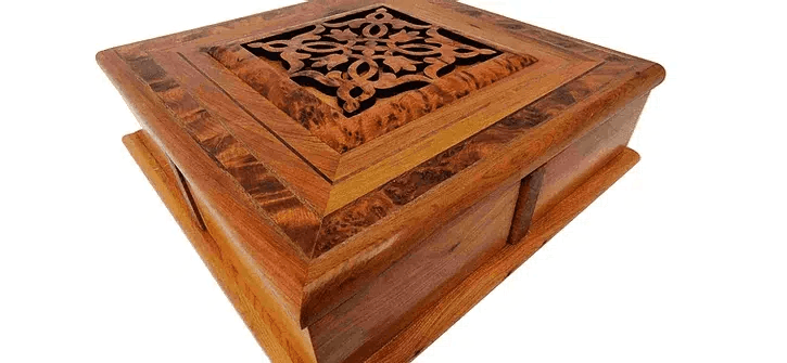 T17- Magical twisty Box. Carved Jewelry, Cufflinks Box 9.8x9.8x3.2 25x25x8cm