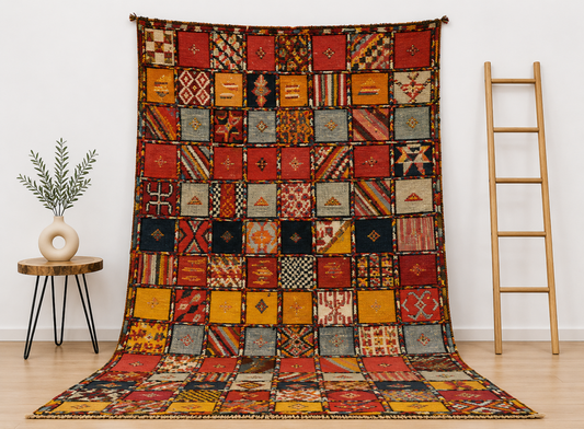 R-225- Authentic Moroccan Taznakht Rug – Handwoven Heritage from the Atlas Mountains-8.5×5.2 ft 260x160cm