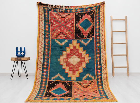 R308-Antique Handmade Moroccan Rug 100% wool 235x135cm