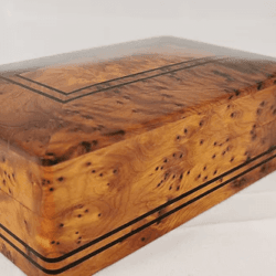 T82-Stylish Jewelry, Cufflinks Bo. Handmade of Thuya Burl-8x5x2.5"//20x13x3cm