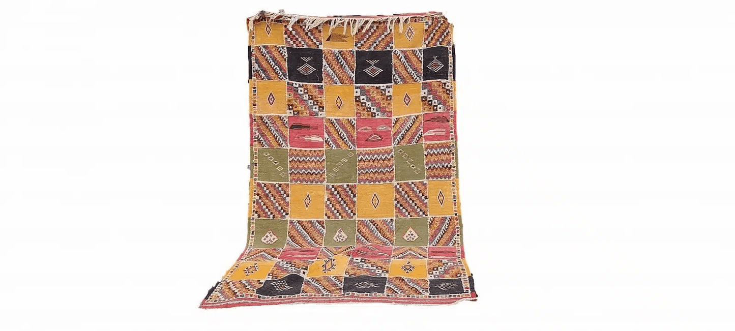 60-TML250150- Colourful Hard Wearing Moroccan Rug. 8.2x5 Ft Handmade Camel Wool Berber Carpet