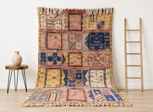 R401-.Authentic Moroccan Taznakht Rug – Camel Wool Carpet 275x153cm