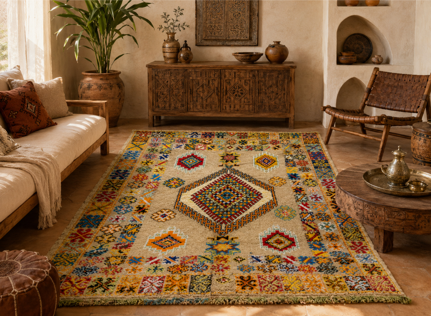 Dounia vintage Moroccan Tribal Rug Traditional Berber pattern 9.8x5.8 ft/ 300x178cm