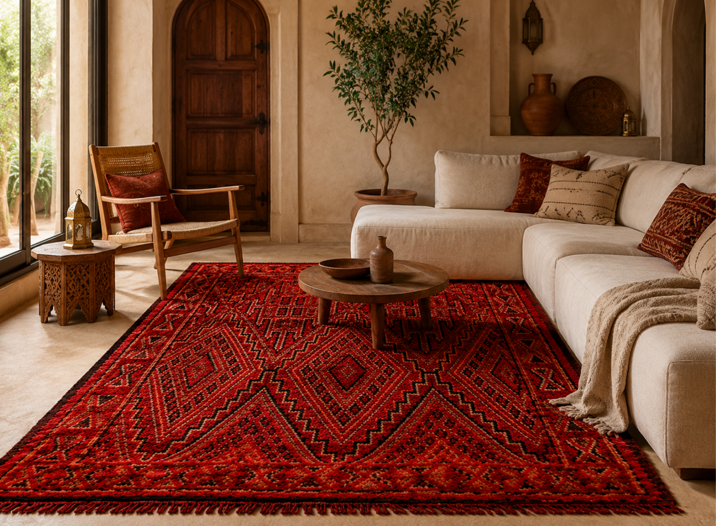 Amal Vintage Moroccan  Rug  100% wool -7.5x5.9 ft/ 230x180cm
