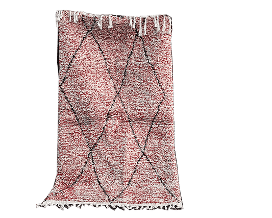 2-1RBL67310- 6.7x3.10ft Handmade Moroccan Beni Oauarain Rug Berber Wool Tribal Rug