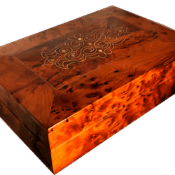 T98- Mother Of Pearl inlaid Jewelllery Box Thuya Burl 8.8x6x2.5"