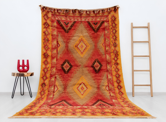 R307-Antique Handmade Moroccan Rug 100% wool 245x145 cm