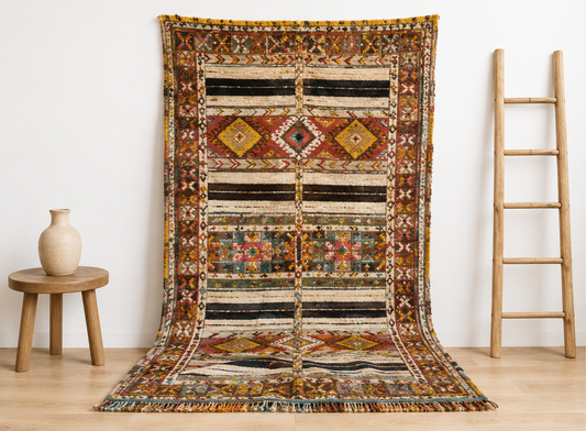 Authentic Handwoven Moroccan Taznakht Rug – Handwoven 8.2x4.8 ft/ 250x148cm