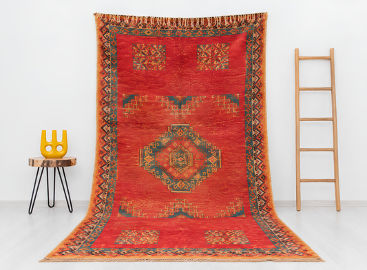 R313-Antique Handmade Moroccan Rug 100% wool 265x162 cm
