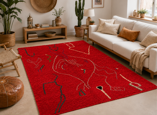 Handwoven Moroccan Beni Ourain Rug  6.2x3.9 ft /192x120cm