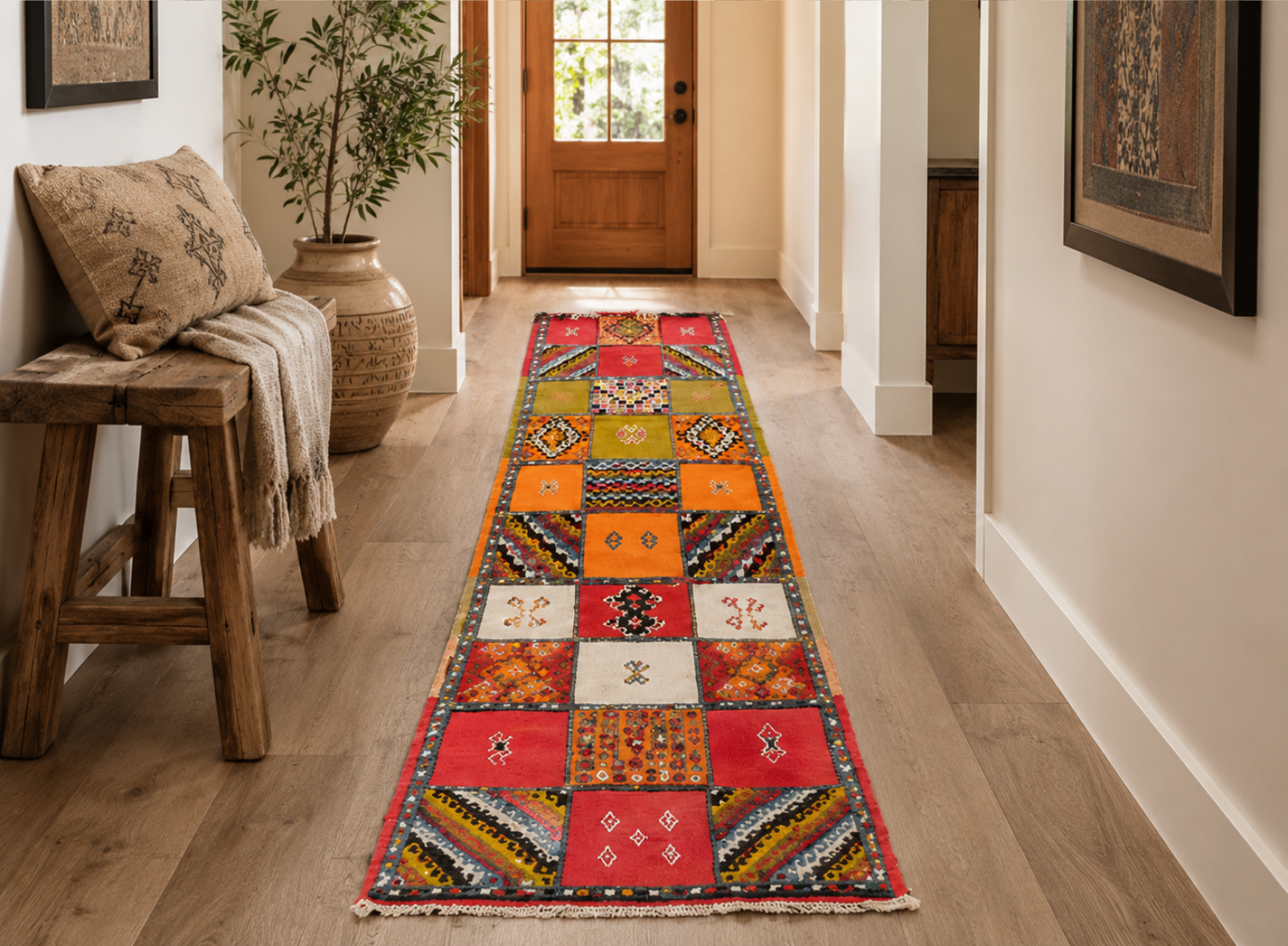 RT41.  Moroccan Berber Runner. 8.5×1.9 Ft/  260×60 cm
