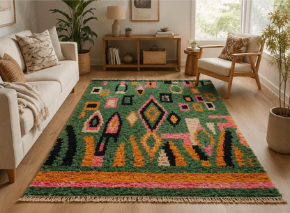 Leila  Moroccan Beni Ourain Rug 4.4x3.7 ft/ 135x115cm