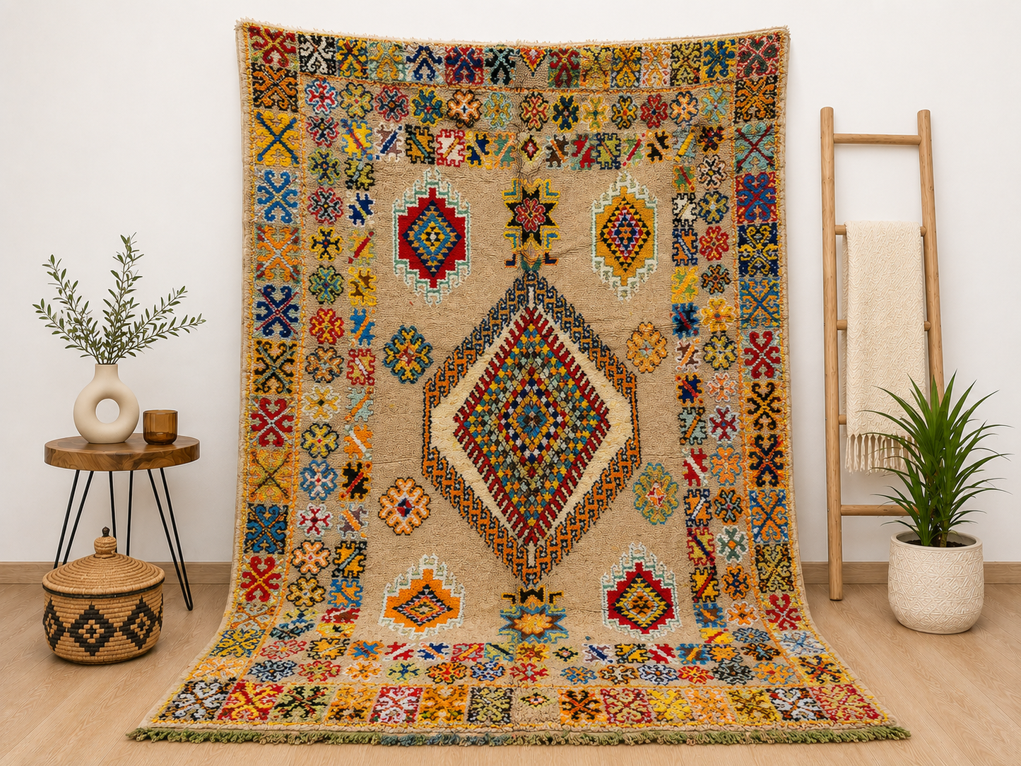 vintage Moroccan Tribal Rug Traditional Berber pattern 9.8x5.8 ft/ 300x178cm