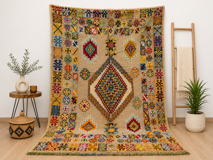 vintage Moroccan Tribal Rug Traditional Berber pattern 9.8x5.8 ft/ 300x178cm