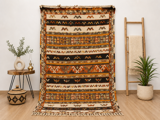 Authentic Moroccan Taznakht Rug  6.9x3.9 ft/ 200x120cm
