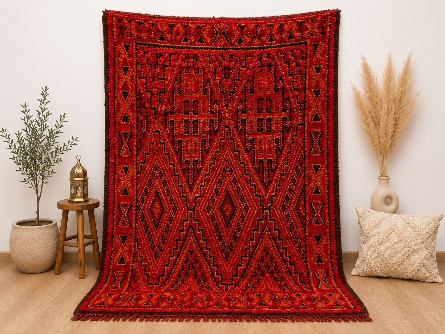 Vintage Moroccan Patchwork Rug  100% wool -7.5x5.9 ft/ 230x180cm