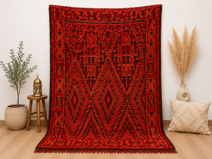 Vintage Moroccan Patchwork Rug  100% wool -7.5x5.9 ft/ 230x180cm
