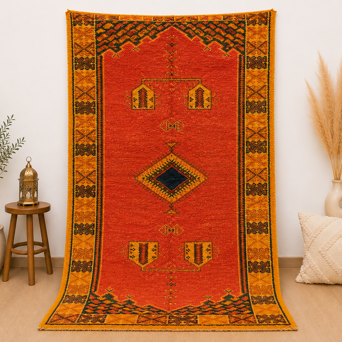 Vintage Moroccan Taznakht Rug 6.3x3.2 ft/ 195x100 cm