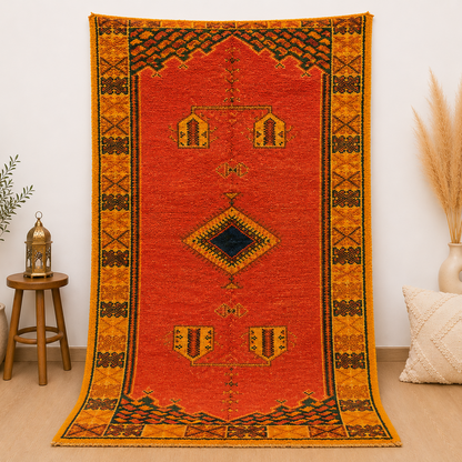 Vintage Moroccan Taznakht Rug 6.3x3.2 ft/ 195x100 cm