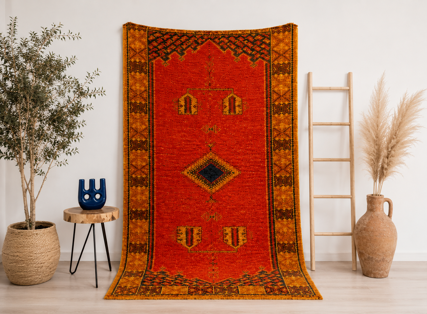 Samira Vintage Moroccan Taznakht Rug 6.3x3.2 ft/ 195x100 cm