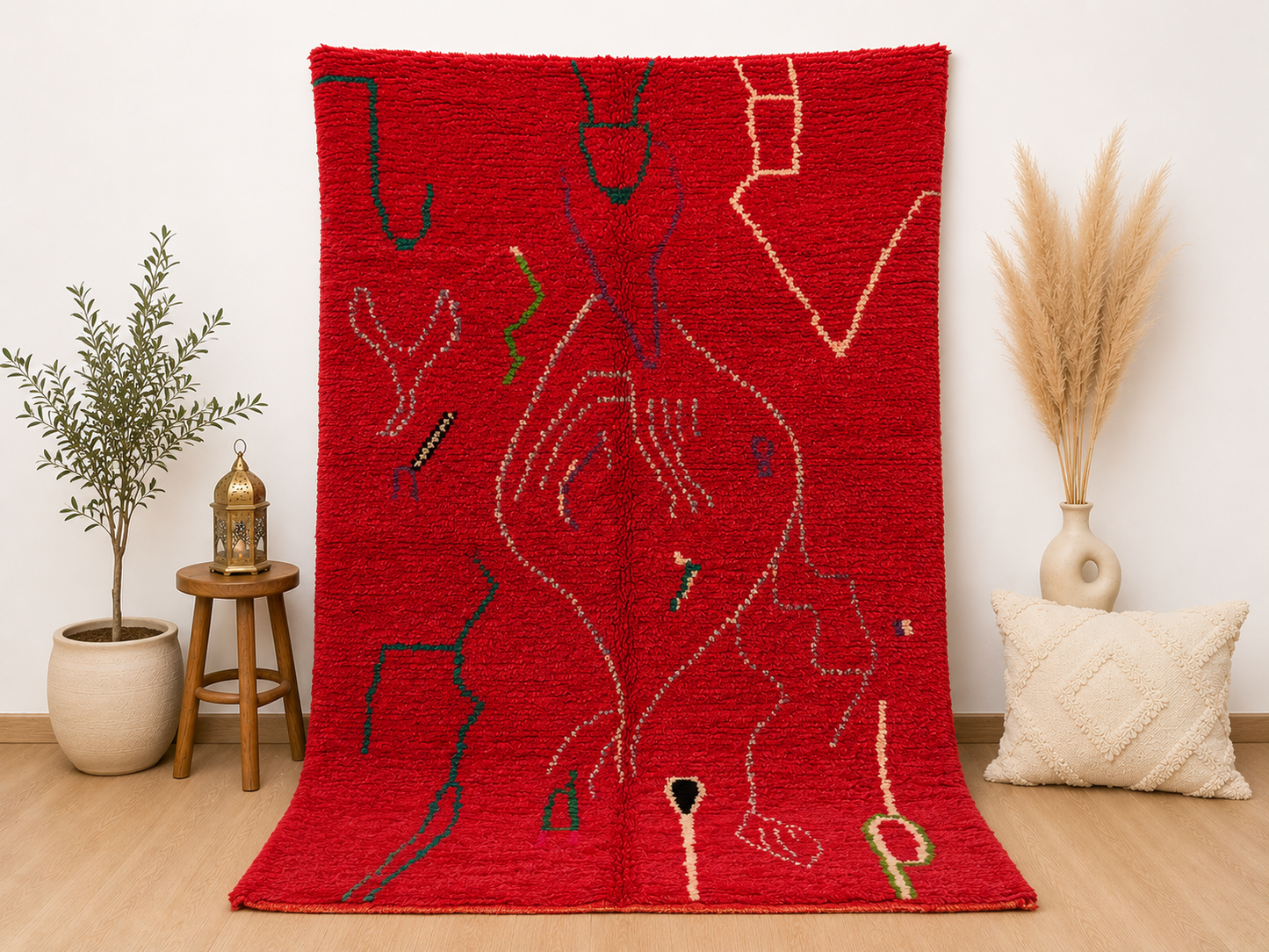 Handwoven Moroccan Beni Ourain Rug  6.2x3.9 ft /192x120cm