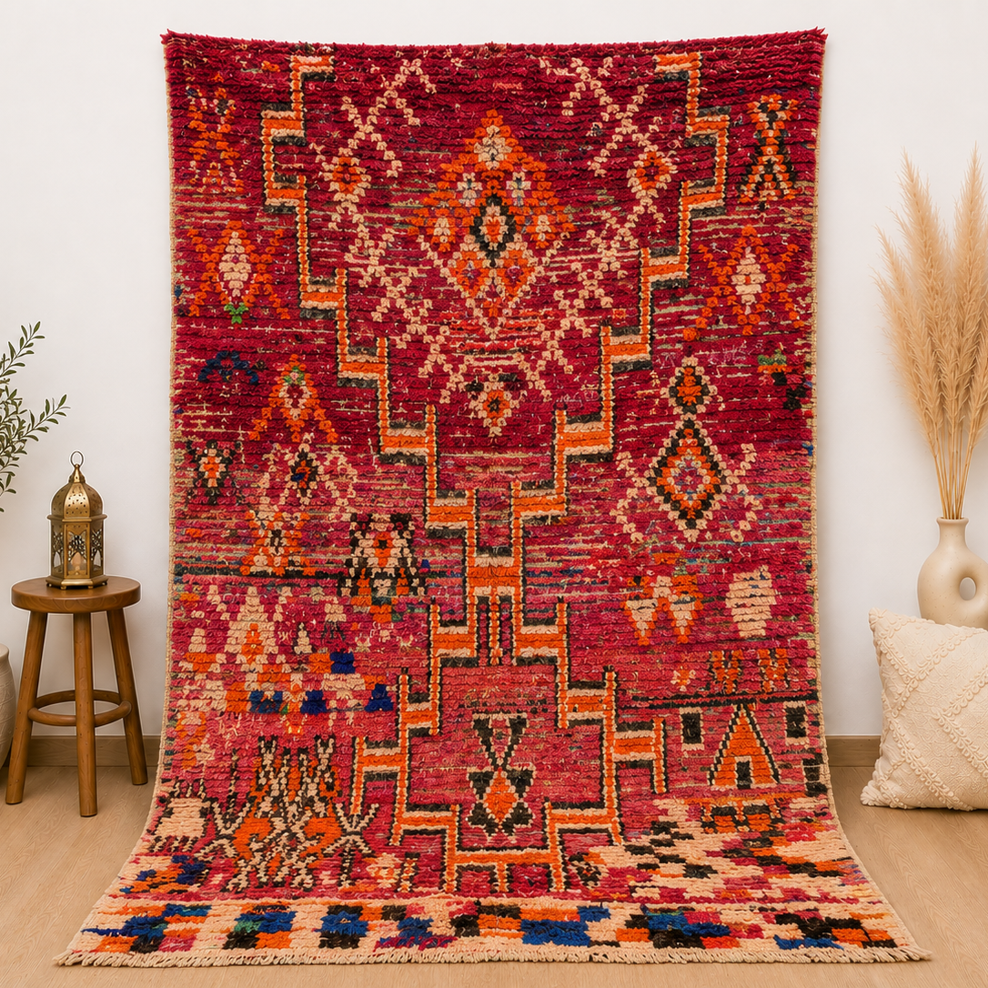 Vintage Moroccan Patchwork Rug 7.8x4.4ft / 240x135cm