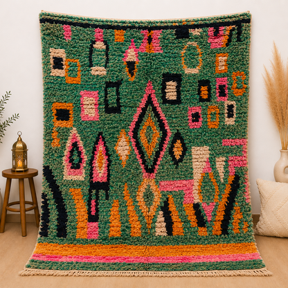 Handwoven Moroccan Beni Ourain Rug 4.4x3.7 ft/ 135x115cm